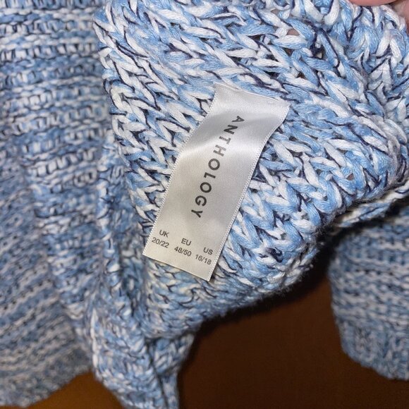 Anthology Womens Blue & White Knit Sweater Size 18/18W (US) Cotton Blend - Picture 4 of 6